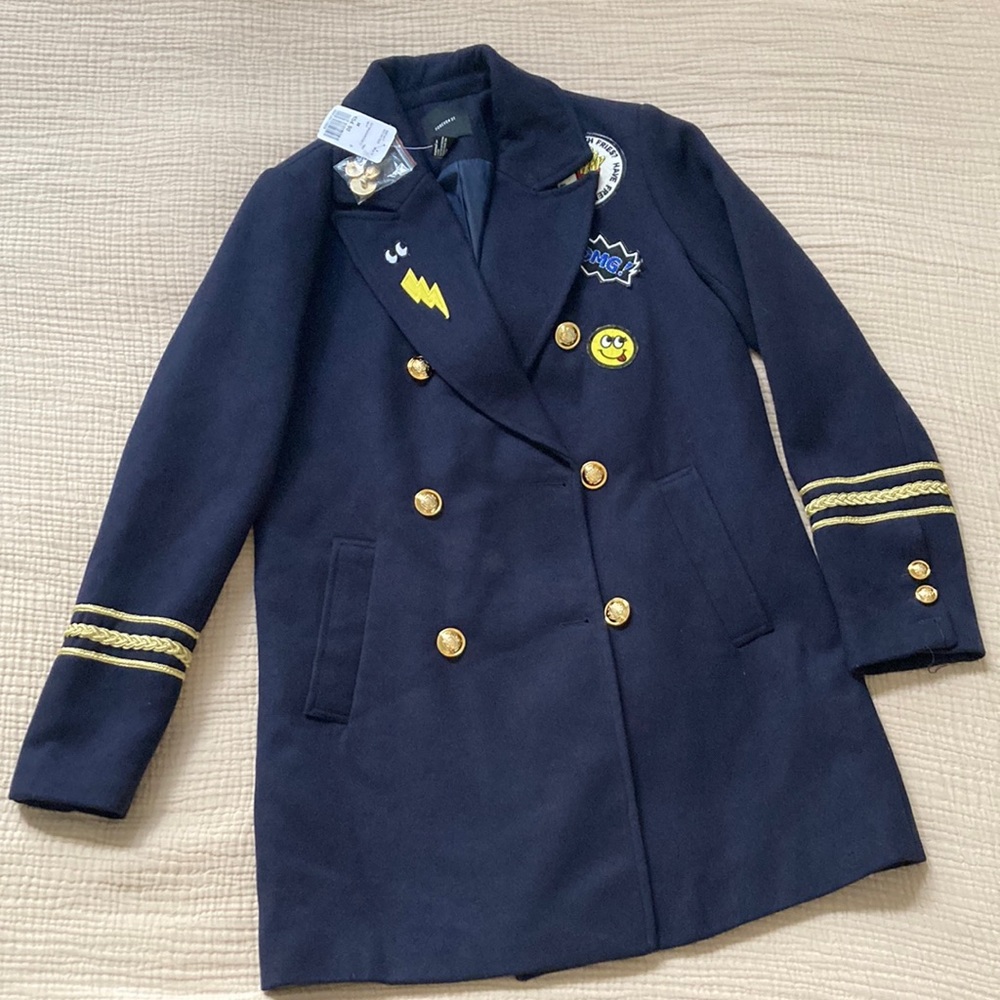 NWT! Forever 21 twill Navy Nautical inspired 3/4 length jacket - womens size M